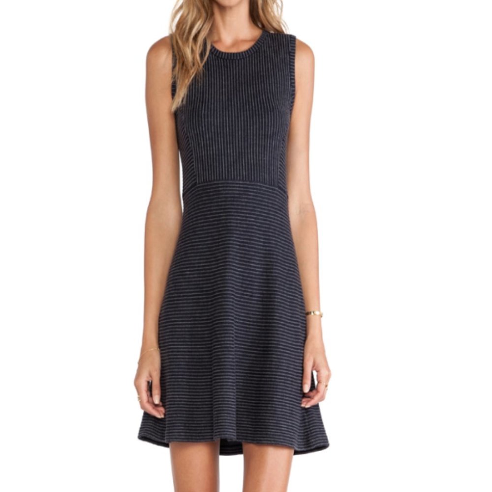 Theory Randria Navy Striped Mini Dress